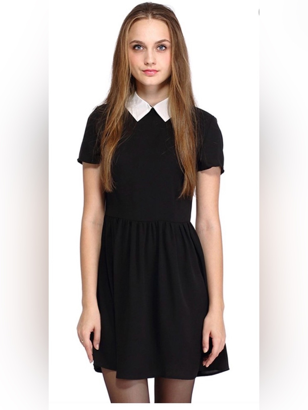 Women's Short Sleeve Peter Pan Collar Dress Wednesday Addams Halloween Costumes